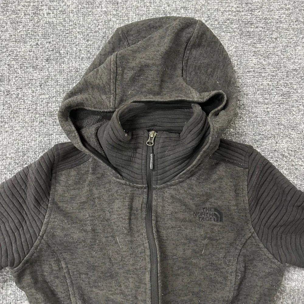 The North Face Jacket Womens Size S Dark Gray Ribbed Sleeve Full Zip Hoodie Fair